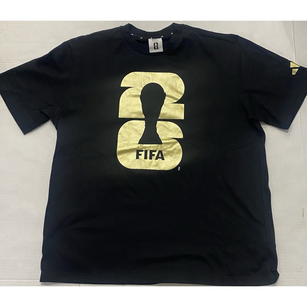 Adidas FIFA World Cup Graphic T Shirt Black Gold Logo Men's Large